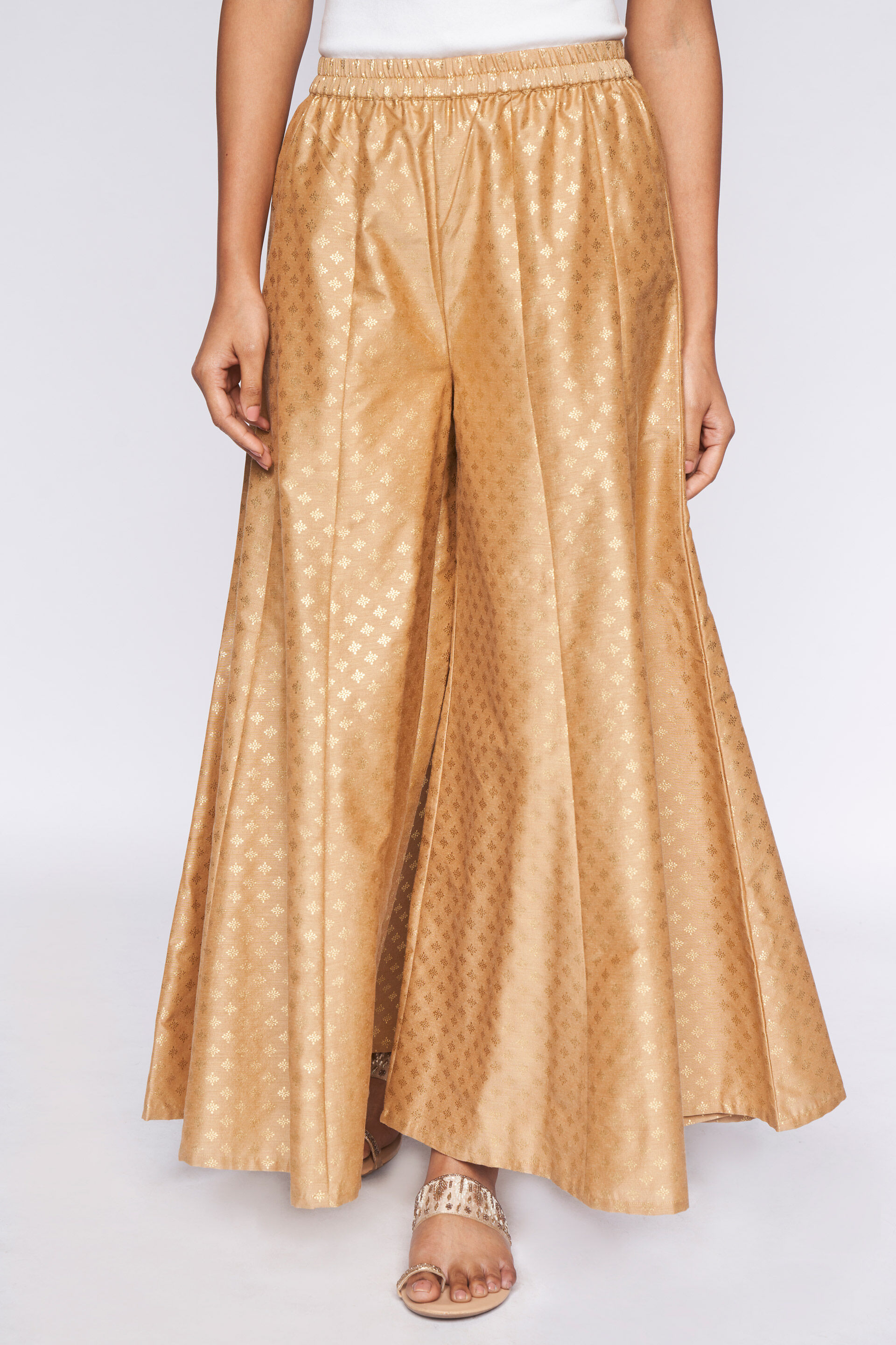 Buy Gold Foil Print Flared Slip On Sharara Online at Best Price at